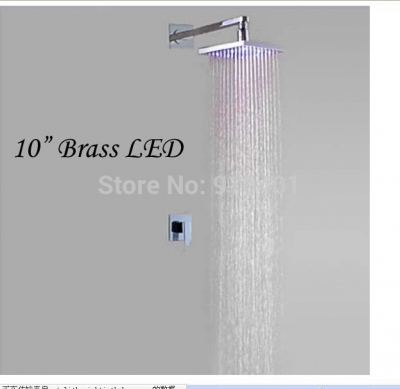 wholesale and retail Promotion Chrome Brass Bathroom Rain Shower Head LED Colors W/ Shower Arm Valve Mixer Tap