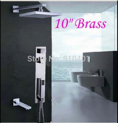 wholesale and retail Promotion NEW Wall Mounted 10" Brass Rain Shower Faucet Thermostatic Valve Tub Mixer Tap