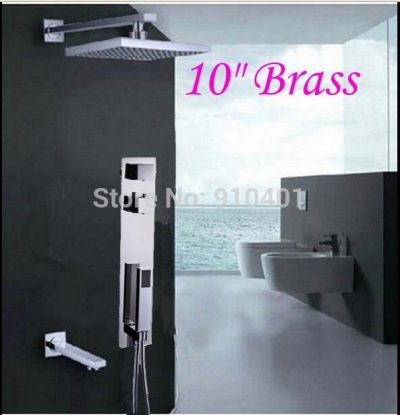 wholesale and retail Promotion NEW Wall Mounted 10" Brass Rain Shower Faucet Thermostatic Valve Tub Mixer Tap [Chrome Shower-2466|]