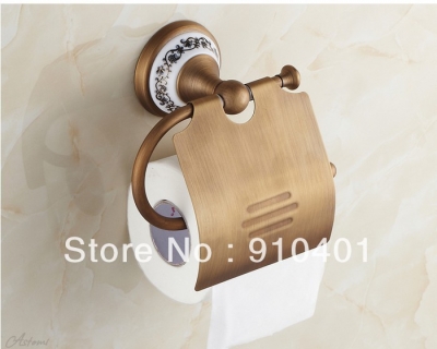 Wholesale And Retail Promotion Luxury Wall Antique Brass Toilet Paper Holder Flower Carved Roll Tissue Holder