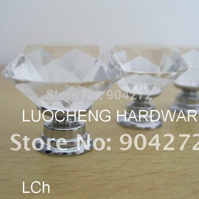 10PCS/LOT 30MM Zinc Alloy Sparkle Diamond Crystal Kitchen Cabinet Knobs Handles Dresser Cupboard Door Knob Pulls [Diameter30mm-363|]