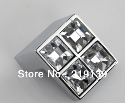 10PCs 22mm Clear Crystal Squre Zinc Alloy Cabinet Bathroom Door Knobs And Handles Drawer Kitchen Pulls Bar FREE SHIPPING
