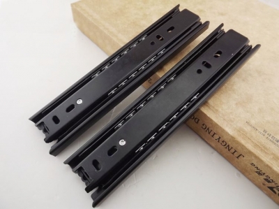 1Par/Carton 10'' (25mm) black folded full extension drawer tracks slides