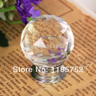 5 PCS/Lot Clear Crystal 40mm Home Decorative Kitchen Drawer Door Cabinet Knobs Handles Pulls Furniture Hardware Free Shipping