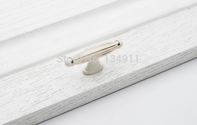 Fashion 10pcs Single Hole Ivory White Drawer Handle luxury Gold Knobs Cabinet Pulls Edge Kids Dresser Knobs [ZincAlloyHandles-186|]