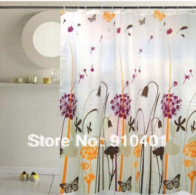 Free Sgipping Wholesale And Retail Promotion Flower Spring Landscape Shower Curtain Waterproof Mouldproof Curtain W/ Hooks