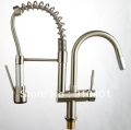 Lowest Price High Quality Brushed Nicle pull out spray Kitchen Faucet two outlet tap spring Sink mixer ,LX-2257BN