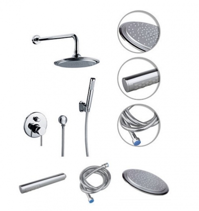 Luxury Modern Bathroom Rainfall shower set faucet tap 8"shower head & handheld shower sprayer chrome finish [Chrome Shower-2506|]