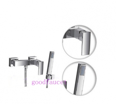 NEW Brass Chrome Bath Tub Shower Faucet Set With Hand Shower Wall Mounted Shower Cold & Hot Water Tap [Chrome Shower-2516|]