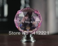 NEW free shipping 10x 35mm Crystal Clear Pink ROUND Kitchen Knob in Chrome Fad Home Accessories