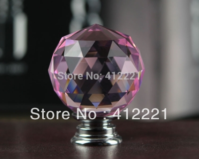 NEW free shipping 10x 35mm Crystal Clear Pink ROUND Kitchen Knob in Chrome Fad Home Accessories [CrystalDoorknob&Furniturehandle-78|]