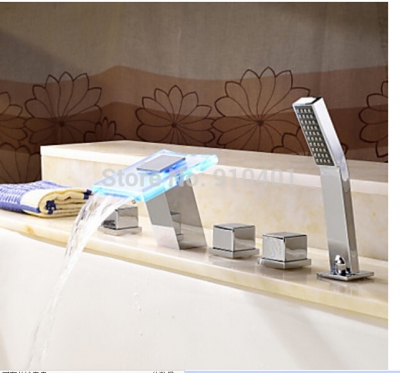 New Style Cheap Wholesale And Retail Promotion Polished Chrome Bathroom Tub Faucet LED Color Changing Waterfall Sink Mixer Tap