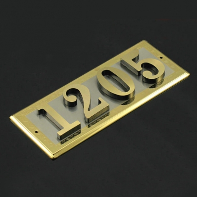 New classical European contracted style high grade brass door plate with three number for your luxury home