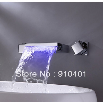 Wholesale And Promotion New LED Color Changing Chrome Finish Bathroom Basin Faucet Dual Handle Mixer Tap [LED Faucet-3212|]
