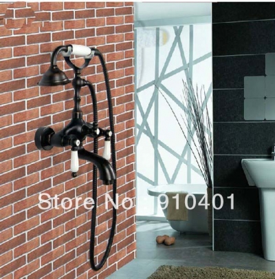 Wholesale And Retail Promotin Oil Rubbed Bronze Bathroom Clawfoot Tub Faucet Shower Set Mixer Tap Hand Shower [Wall Mounted Faucet-5163|]