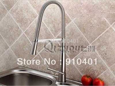 Wholesale And Retail Promotion Brushed Nickel Kitchen Faucet Single Handle Sink Mixer Tap Pull Out Spring Mixer [Brushed Nickel Faucet-740|]