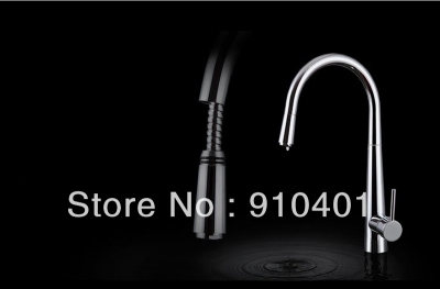 Wholesale And Retail Promotion Chrome Solid Brass Pull Out Kitchen Faucet Swivel Spout Vessel Sink Mixer Tap [Chrome Faucet-848|]