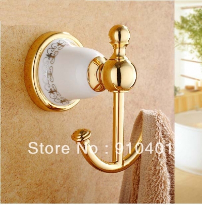 Wholesale And Retail Promotion Elegant Wall Mounted Golden Finish Bathroom Hooks Clothes Towel Hat Hook Hangers