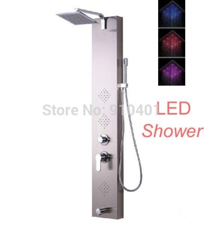 Wholesale And Retail Promotion LED 10" Brass Rain Shower Head Shower Panel Shower Column Tub Mixer Hand Shower [Shower Column Shower Panel-4011|]