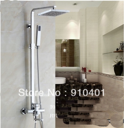 Wholesale And Retail Promotion Luxury 8"Square Rain Shower Faucet Set Bathtub Shower Mixer Tap Chrome Finish [Chrome Shower-1894|]