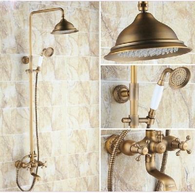 Wholesale And Retail Promotion Luxury Antique Brass Bathroom Shower Faucet Bathtub Mixer Tap Shower 2 Handles