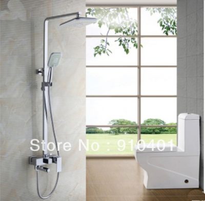 Wholesale And Retail Promotion Modern Bathroom Shower Faucet Set 8" Rain Square Shower Head Bathtub Mixer Tap [Chrome Shower-1354|]