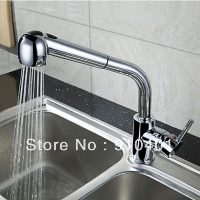 Wholesale And Retail Promotion Modern Chrome Finish Kitchen Faucet Pull Out Sprayer Swivle Spout Sink Mixer Tap [Chrome Faucet-871|]