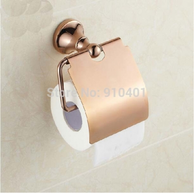 Wholesale And Retail Promotion NEW Bathroom Rose Golden Brass Toilet Paper Holder With Cover Tissue Bar Hanger [Toilet paper holder-4725|]