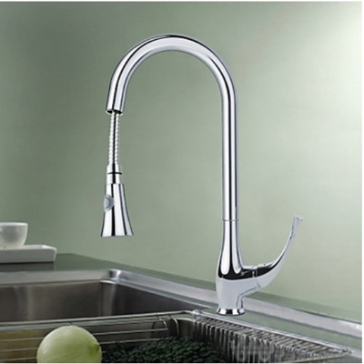 Wholesale And Retail Promotion NEW Chrome Brass Swivel Spout Kitchen Faucet Vessel Sink Mixer Tap Dual Spouts [Chrome Faucet-953|]