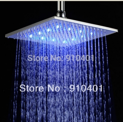 Wholesale And Retail Promotion NEW LED Color Changing Chrome Brass 12" Square Rainfall Shower Head Replacement [Shower head &hand shower-4104|]