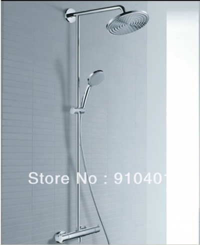 Wholesale And Retail Promotion NEW Luxury Chrome Thermostatic 8" Rain Shower Faucet Set Shower Column Mixer Tap [Chrome Shower-2218|]