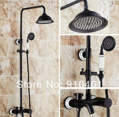 Wholesale And Retail Promotion NEW Oil Rubbed Bronze 8" Rain Shower Faucet Set Bath Tub Mixer Tap Shower Column [Oil Rubbed Bronze Shower-3866|]