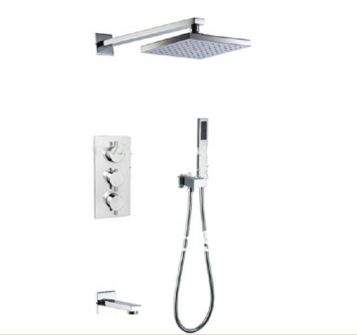 Wholesale And Retail Promotion NEW Wall Mounted 8" Square Rain Shower Faucet Thermostatic Shower Tub Mixer Tap