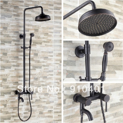 Wholesale And Retail Promotion Oil Rubbed Bronze 8"Rain Shower Faucet Swivel Bathtub Faucet Shower Column Set [Oil Rubbed Bronze Shower-3848|]