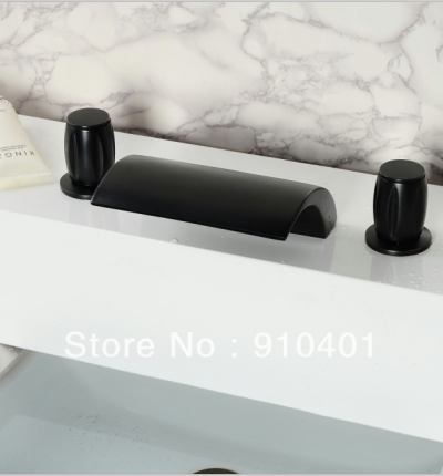 Wholesale And Retail Promotion Oil Rubbed Bronze Square Waterfall Bathroom Basin Faucet Dual Handles Mixer Tap [Oil Rubbed Bronze Faucet-3653|]