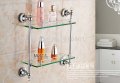 Wholesale And Retail Promotion Polished Chrome Brass Bathroom Shelf Caddy Storage With Dual Tiers Crystal Hook