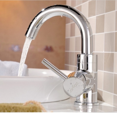 Wholesale And Retail Promotion Polished Chrome Brass Bathroom Single Handle Faucet Swivel Spout Sink Mixer Tap [Chrome Faucet-1573|]