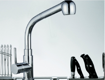 Wholesale And Retail Promotion Polished Chrome Brass Pull Out Kitchen Faucet Dual Sprayer Vessel Sink Mixer Tap
