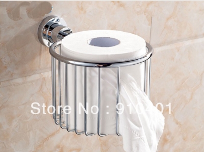 Wholesale And Retail Promotion Polished Chrome Brass Toilet Paper Basket Holder Cosmetic Shower Caddy Storage [Toilet paper holder-4548|]