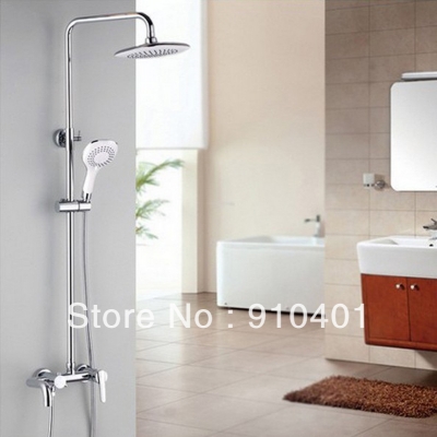 Wholesale And Retail Promotion Wall Mounted Chrome 8" Rain Shower Faucet Set Bathtub Mixer Tap W / Hand Shower