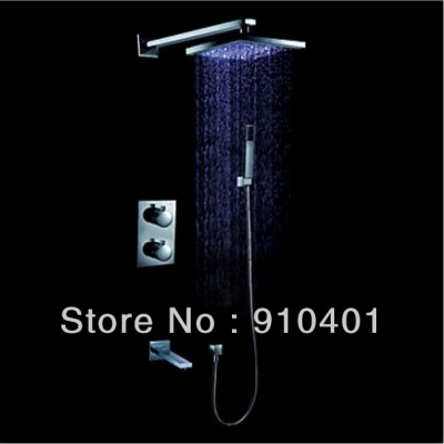 Wholesale And Retail Promotion Wall Mounted LED 8" Rain Thermostatic Shower Faucet Shower Mixer Tap Hand Shower