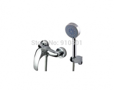 Wholesale And Retail Promotion wall mounted bathroom tub faucet with hand shower mixer tap chrome brass shower