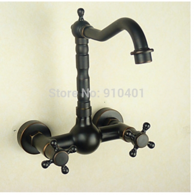 Wholesale and retail Promotion Oil Rubbed Bronze Wall Mounted Bathroom Basin Faucet Swivel Spout Kitchen Mixer