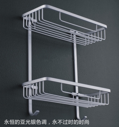 bathroom shelf aluminum double layer hanging basket shelf hardware sanitary ware bathroom supplies [BathroomHardware-60|]
