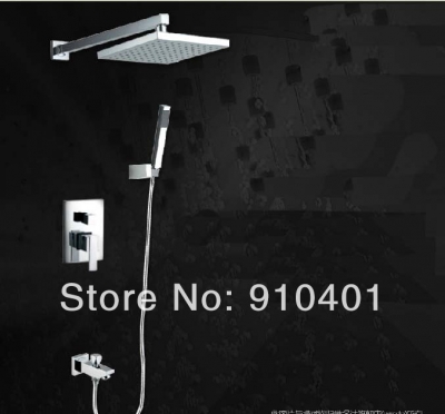 wholesale and retail Promotion Luxury Wall Mounted 8" Rain Square Shower Head Valve Mixer Tub Tap Hand Shower [Chrome Shower-2393|]