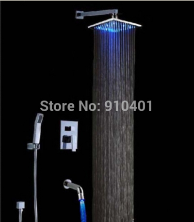 wholesale and retail Promotion NEW LED Color Changing Wall Mounted Shower Faucet Tub Mixer Tap W/ Hand Shower [LED Shower-3348|]