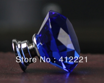- 10pcs/lot size 50mm transparent blue factory wholesale door handles crystal Diamond knobs cabinet handle