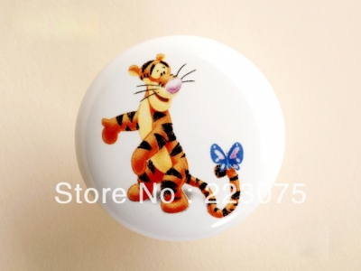-D:38MM tiger ceramic Cabinet DRAWER Pull Dresser pull/ Kitchen knob door handel with screw 10pcs/lot [KidsHandles-181|]