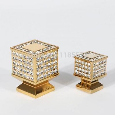 L30xW30xH40 Crystal Glass Diamond Golden Cabinet Closet Drawer Knob and Handle wardrobe pulls