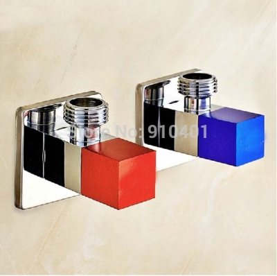 Modern Chrome Brass Bathroom Angle Stop Valve 1/2" Male x 1/2" Male Thread 2 PCS [Bath Accessories-611|]